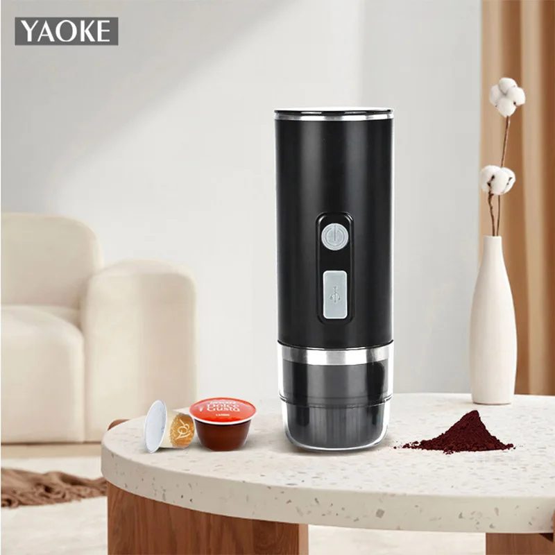 Capsule Coffee Maker 15 BAR Pressure Portable Automatic Grinder Espresso Size USB TYPE C In-car Heating 100ML