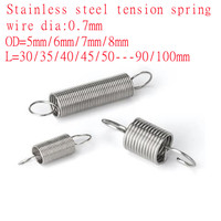 5PCS wire diameter 0.7mm stainless steel Tension extension spring length 30mm to 100mm