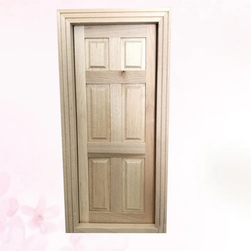 

Solid Wood Mini Door White Blank Lines Creative House Decoration DIY Mini Furniture for Kids Room Artistic Home Decor