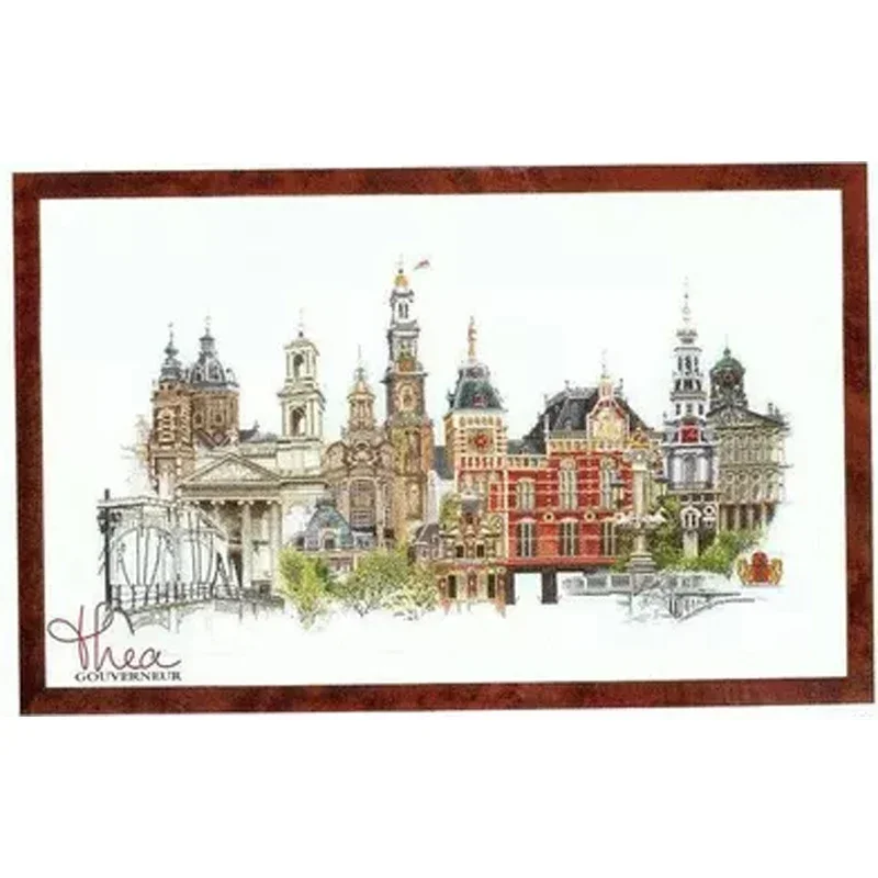 Amishop Gold Collection Counted Cross Stitch Kit Amsterdam Holland Netherlands Famous City Series Tg 450