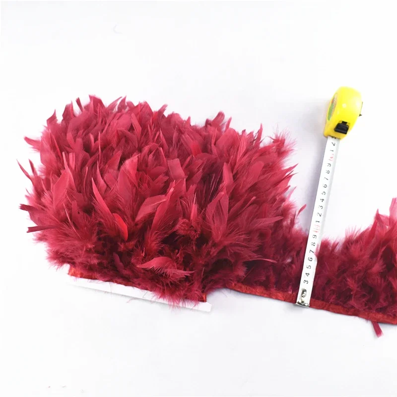 10 Meter Flauschiges Truthahnfeder-Besatzband mit Quasten, 5-6 Zoll Federn für Kleidungsdekoration, Bekleidungszubehör, Nähen, DIY – Detail 3
