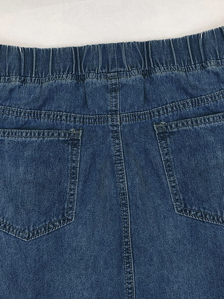 Imagem -04 - Saia Jeans Longa e Extragrande para Mulheres Moda Vintage Saia Maxi Jean Casual Feminina de Cintura Alta Solta Saia Linha a