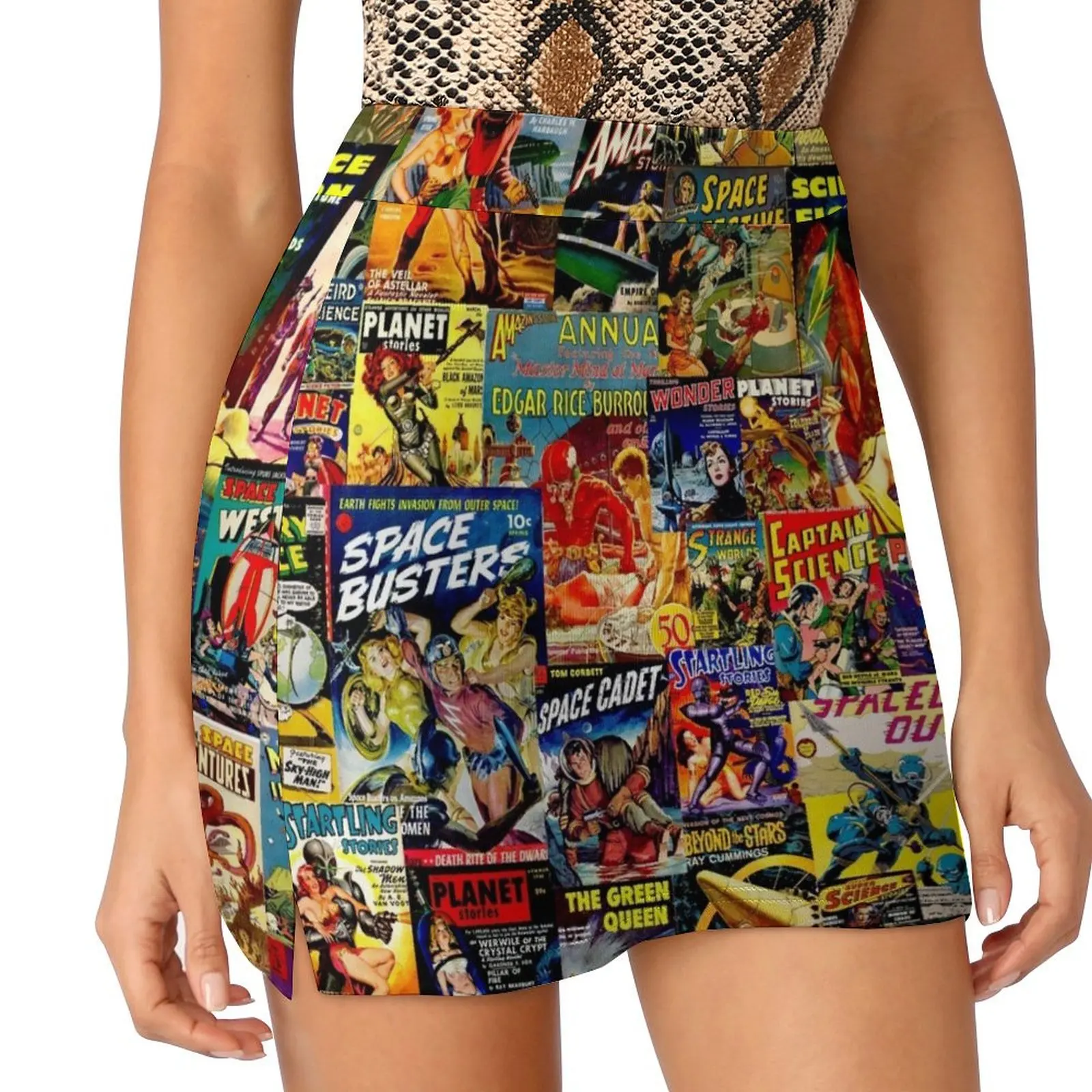 Sci-Fi Comic Collage Mini Skirt Woman short skirt Women's summer skirt