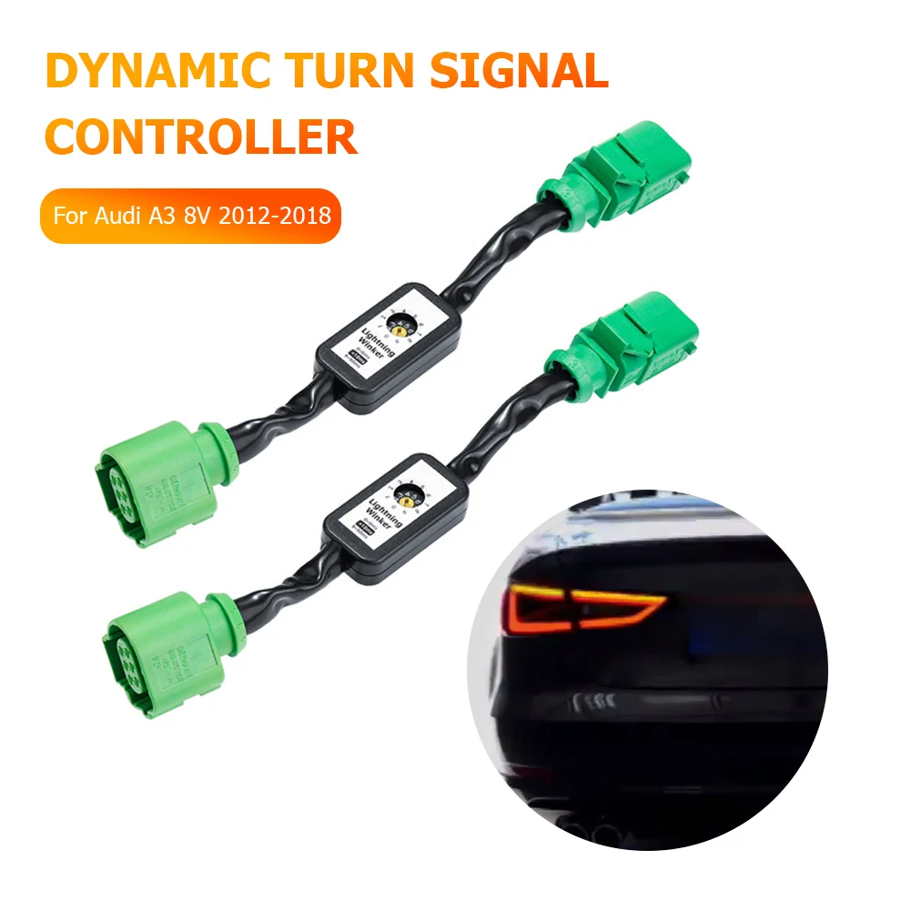 

2pcs Dynamic Turn Signal Adapter Indicator LED Left Right Taillight Add-On Module Cable Wire Harness for Audi A3 8V 2012-2018