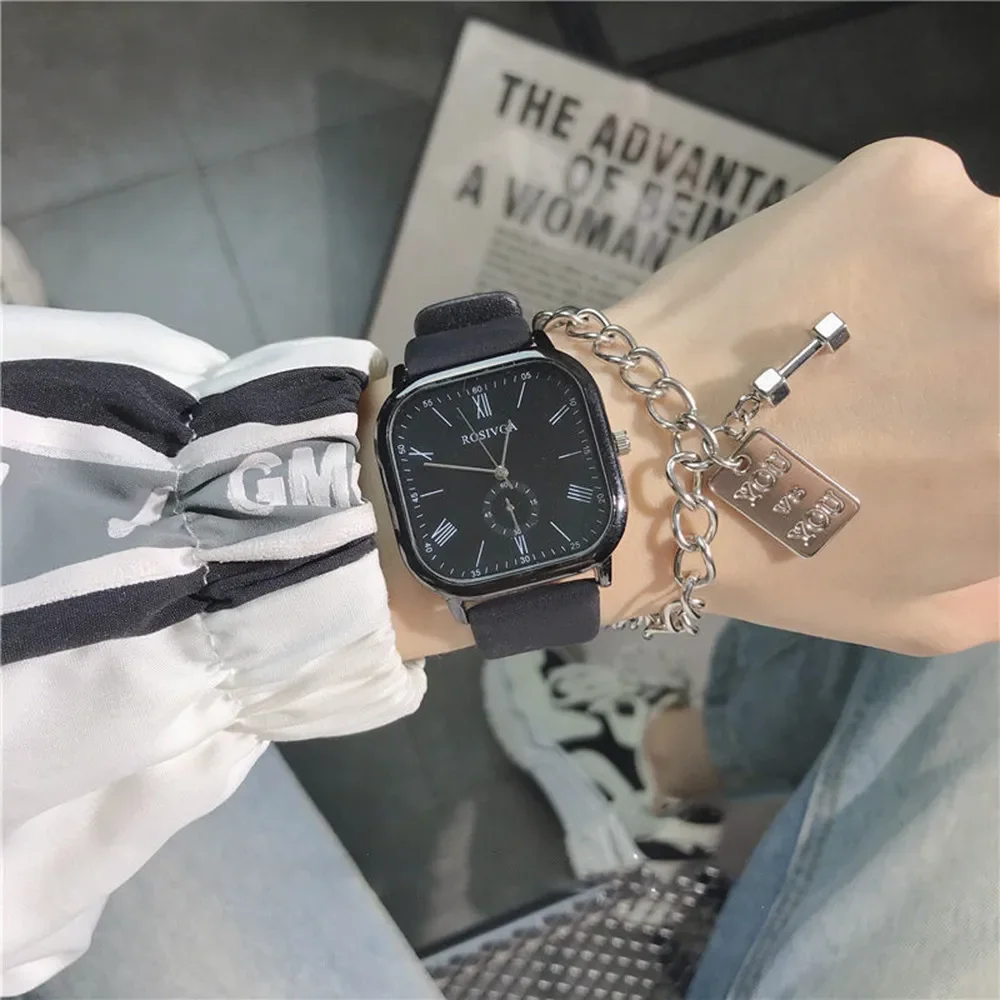 New Black Quartz Watch for Men Women Fashion Square Big Dial Men\'s Wristwatches Simple Sports Couple Watches Student Watch Gifts