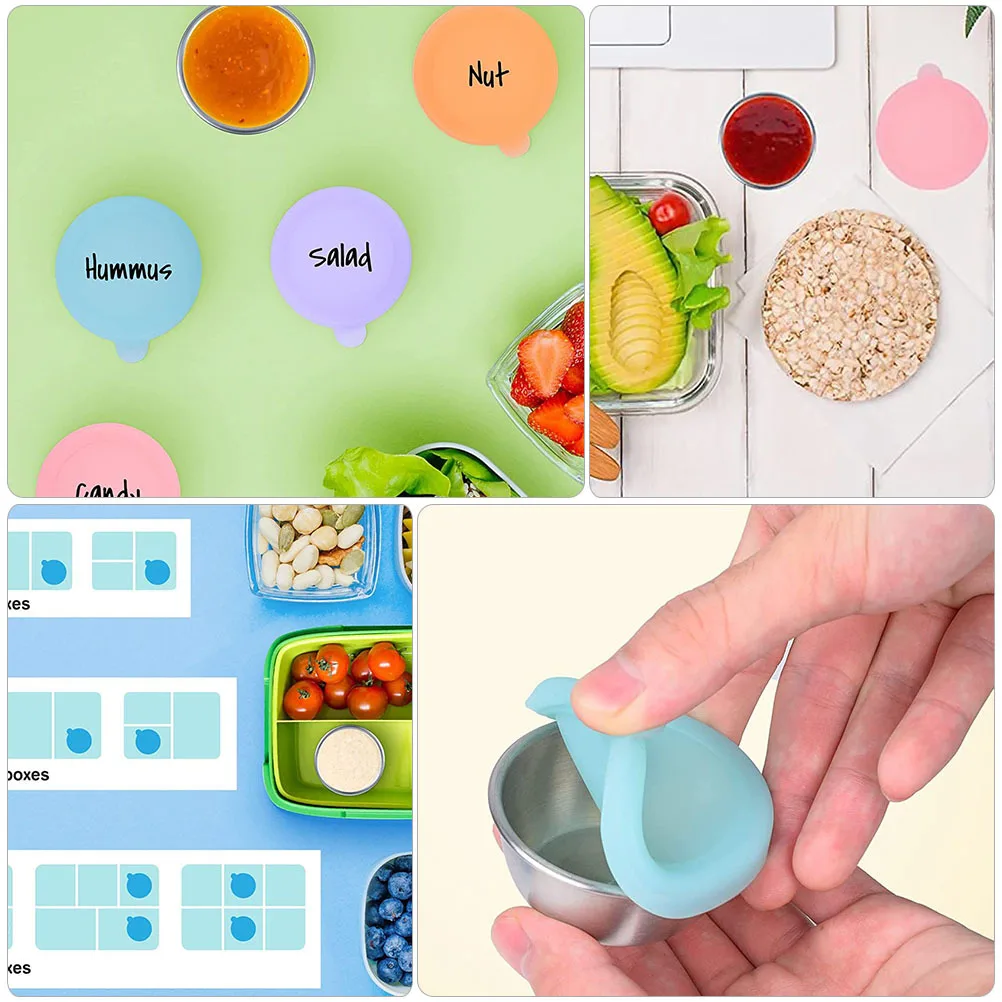 

6Pcs Sauce Storage Cups Stainless Steel Lid Design for Kitchen Restaurant Salad Dressing Condiment Containers for Daily Use