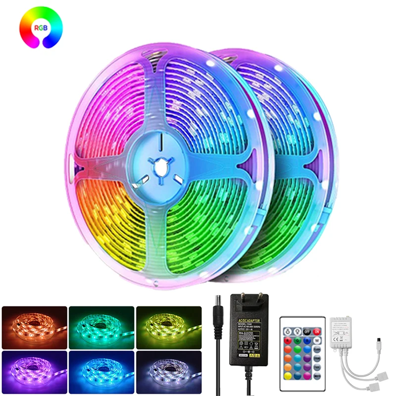 

Led Strip Light Rgb 5050 12V Rgb Led Lights Strip 20M Led Tape Light Smart Control 24Key Gaming Room Decoration Christmas Lights