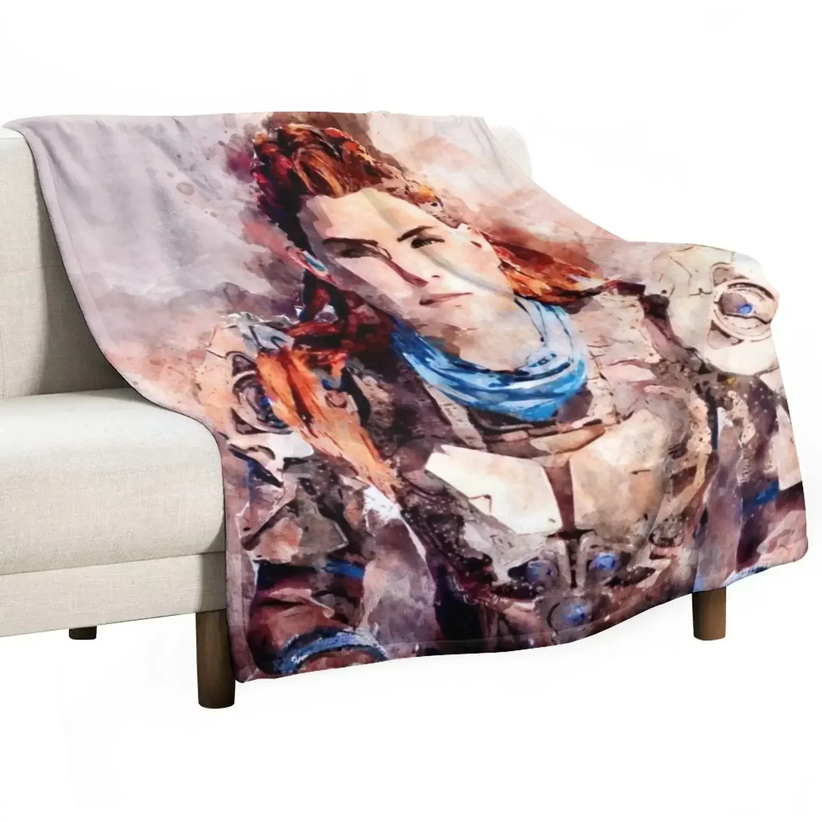 Aloy Watercolor painting Throw Blanket cosplay anime Flannels Blankets