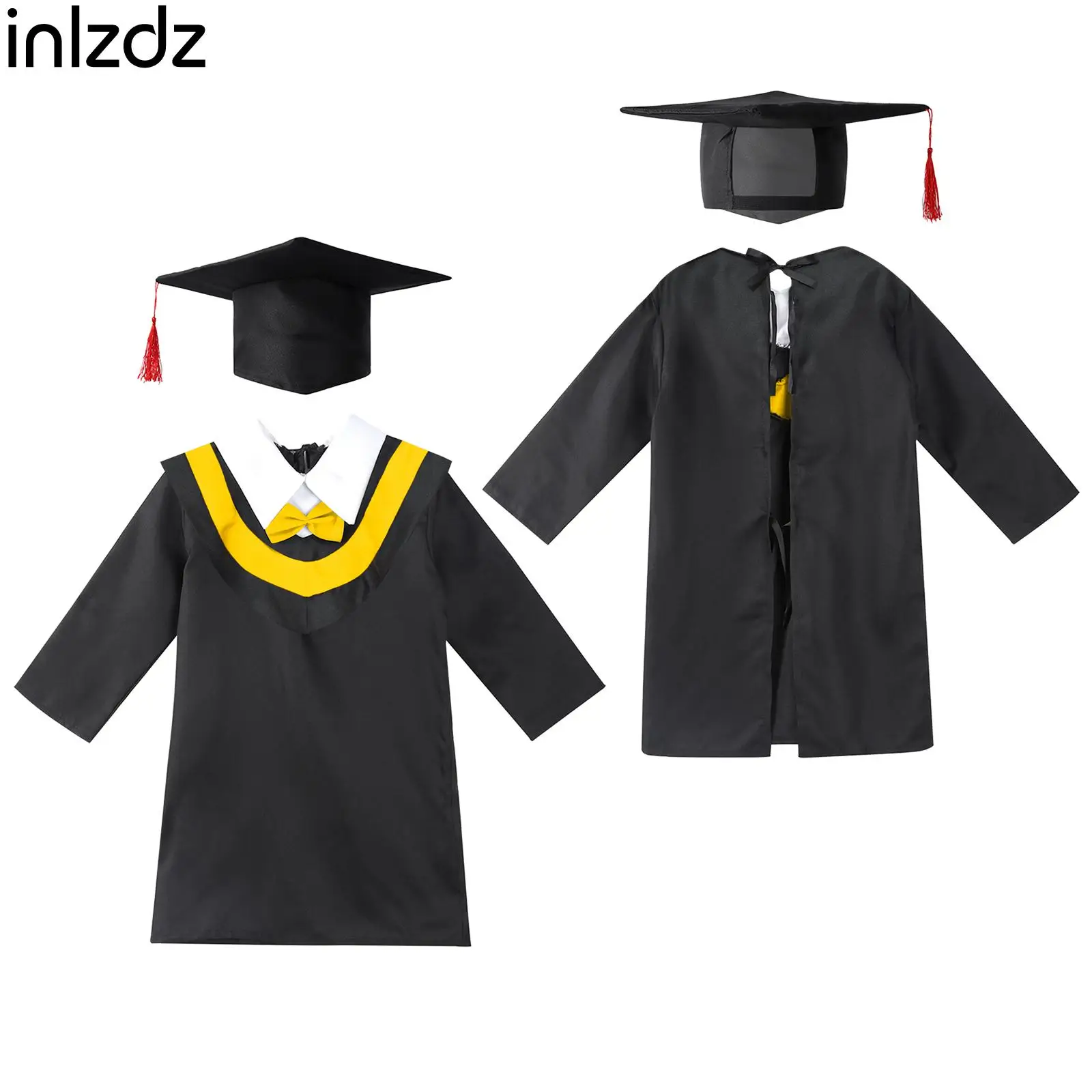 

Kids Girls Boys Graduation Gown Cap Tassel Set for Preschool Primary School Graduation Uniform Suit Children Cosplay Outfits