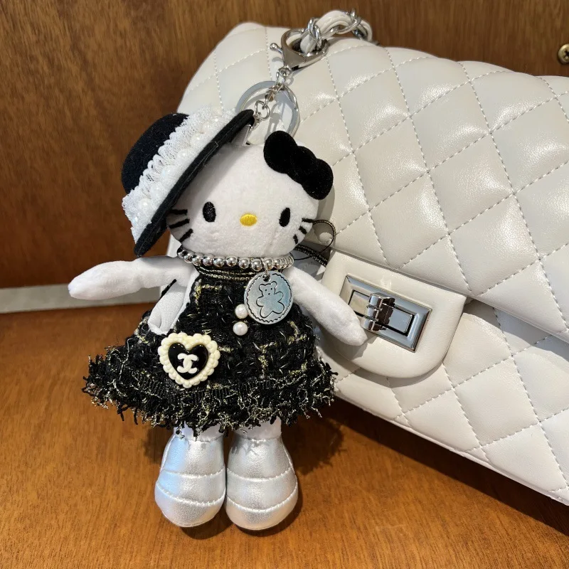 لطيف الكرتون Kawaii طويلة أرجل نوبل امرأة قبعة فستان حريري عائم مرحبا كيتي أفخم دمية حقيبة سلسلة مفاتيح قلادة لعبة هدية