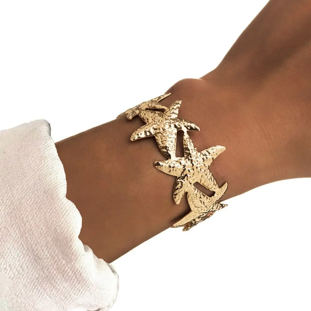 1 Stück neuer verstellbarer Seestern-Armreif aus Metall im Vintage-Stil, Schmuck, Geschenke, Vintage-Schmuck, übertriebenes Design, geometrisches Armband