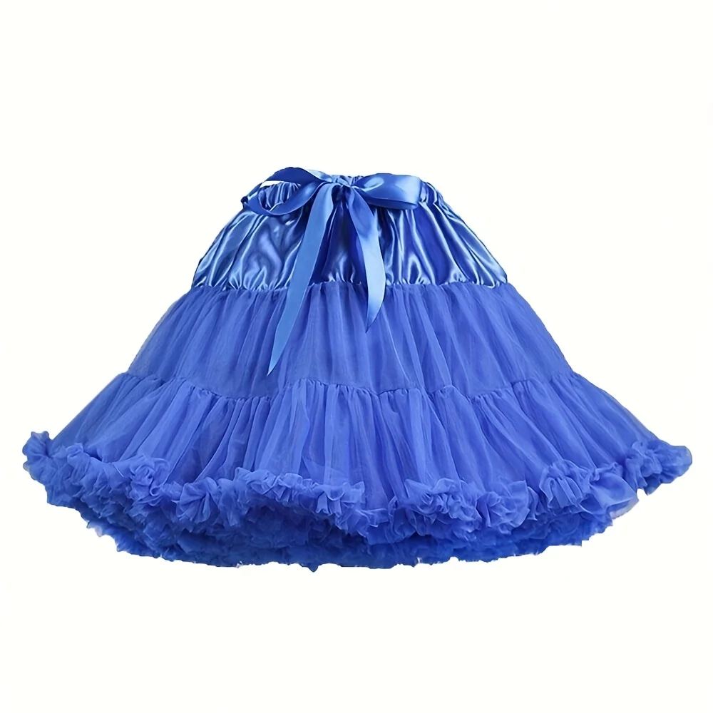 Rok Mini Wanita Tulle Mengembang Rok Pendek Pengantin Rok Dalam Rockabilly Tutu