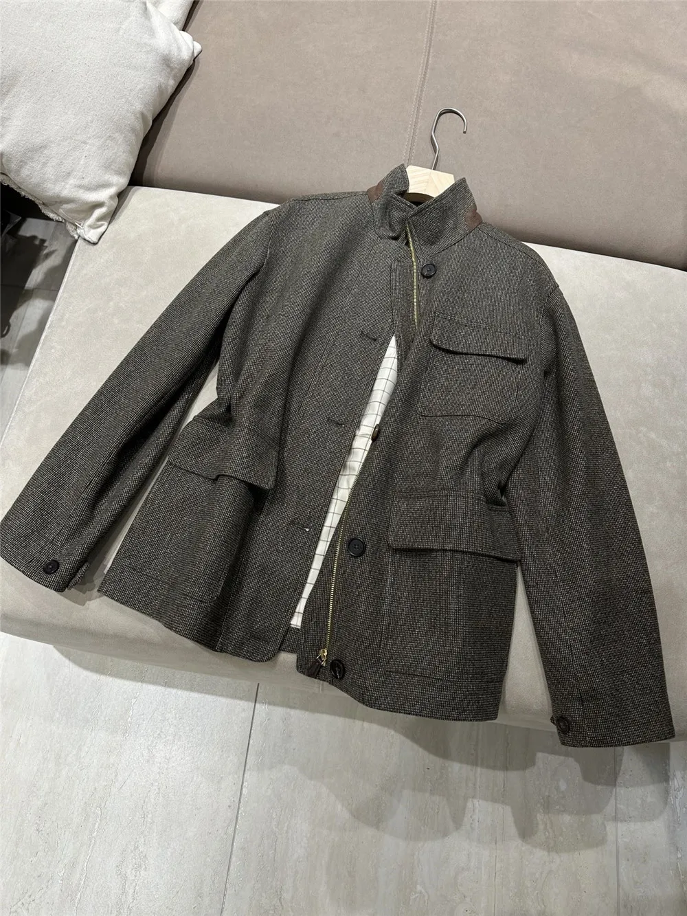 2026 New Collection Woman Clothes Zippered Stand-Collar Pockets Vintage Jacket Coats