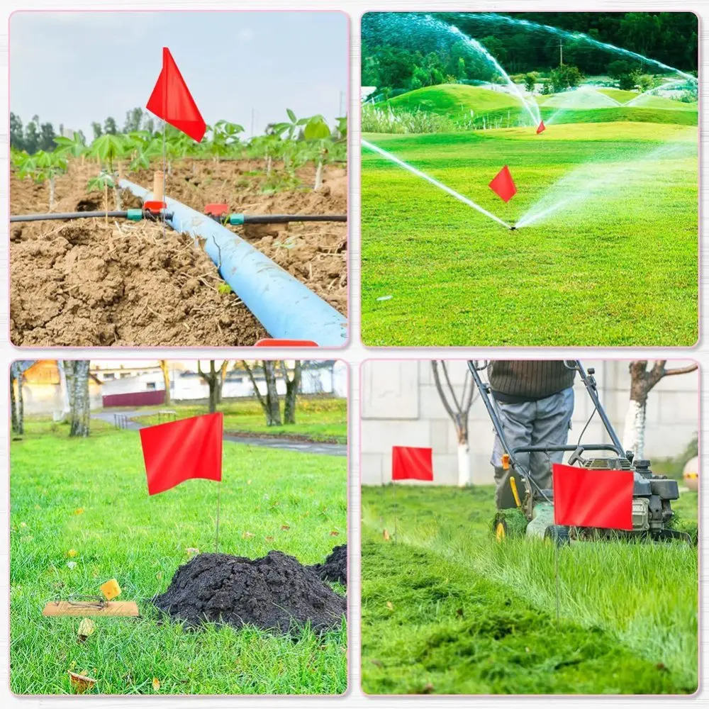 Water Resistant PVC Garden Marking Stakes Flags For Irrigation Pipeline Lawn Surveying Outdoor Yard Orientation