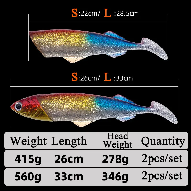 AS Soft Lure Big Fish Heavy Bait Trolling Fishing Lure T Tail Boat Sea Fishing PVC Rubber Artificial Soft Bait Leurre