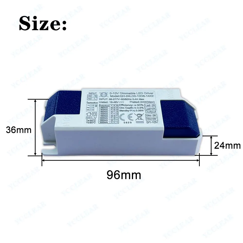 Driver LED dimmerabile 0-10V 5W 7W 10W 12W 15W 18W 24W Trasformatore di illuminazione 250mA 300mA 350mA 400mA 500mA 550mA 600mA Alimentatore