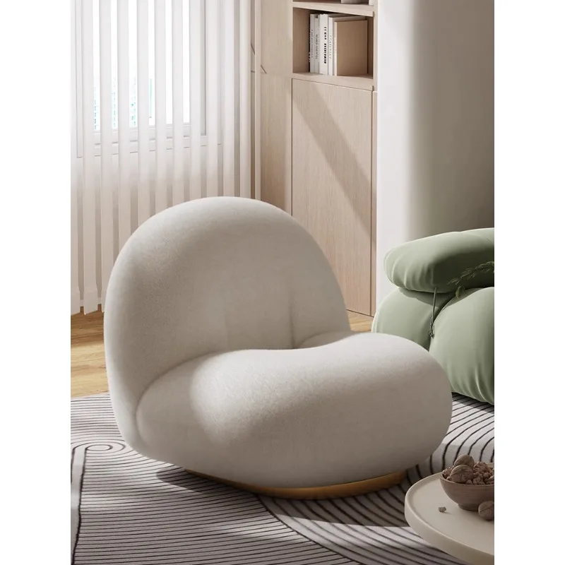 Cloud sofa, single living room, white fat, internet famous, leisure lazy sofa chair, bedroom, small apartment, lamb plush chair