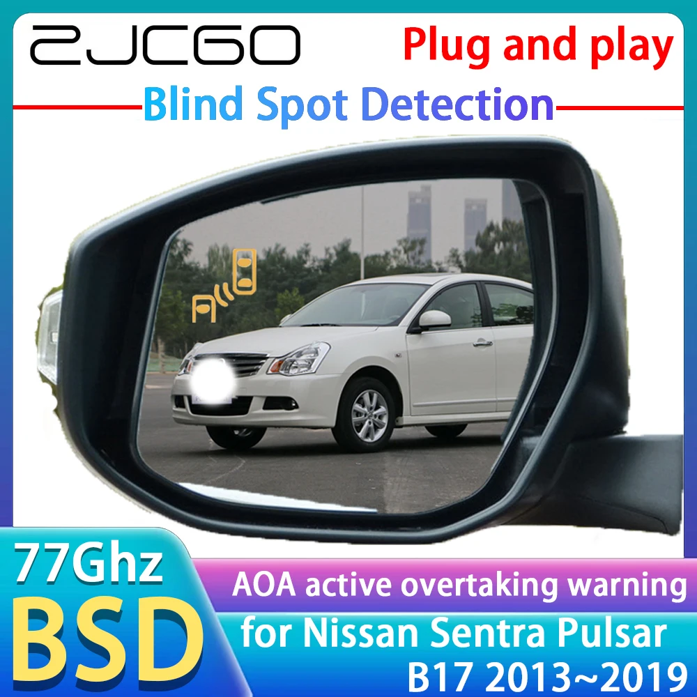 ZJCGO 77GHz Radar Detector BSD Blind Spot Detection Alert Mirror Assistance Accessories For Nissan Sentra Pulsar B17 2013~2019