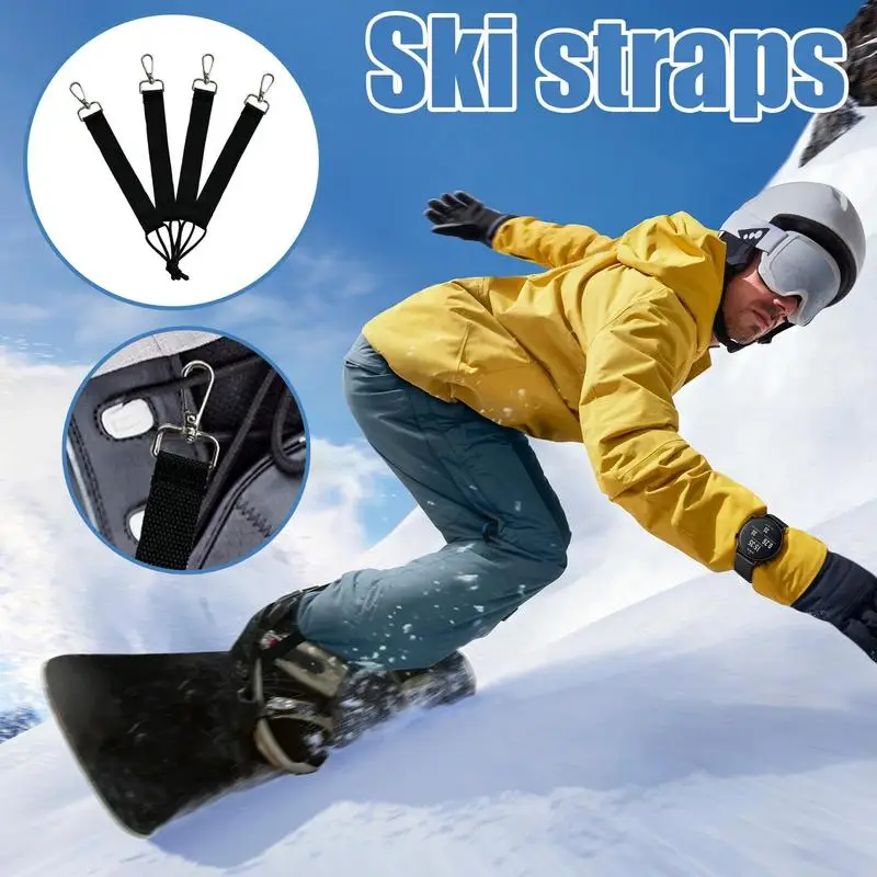 4pcs Nylon Snowboard Cords Durable Leash Straps for Snowboards Safety Tethers Secure Board Retention for Skiing and Snowboarding