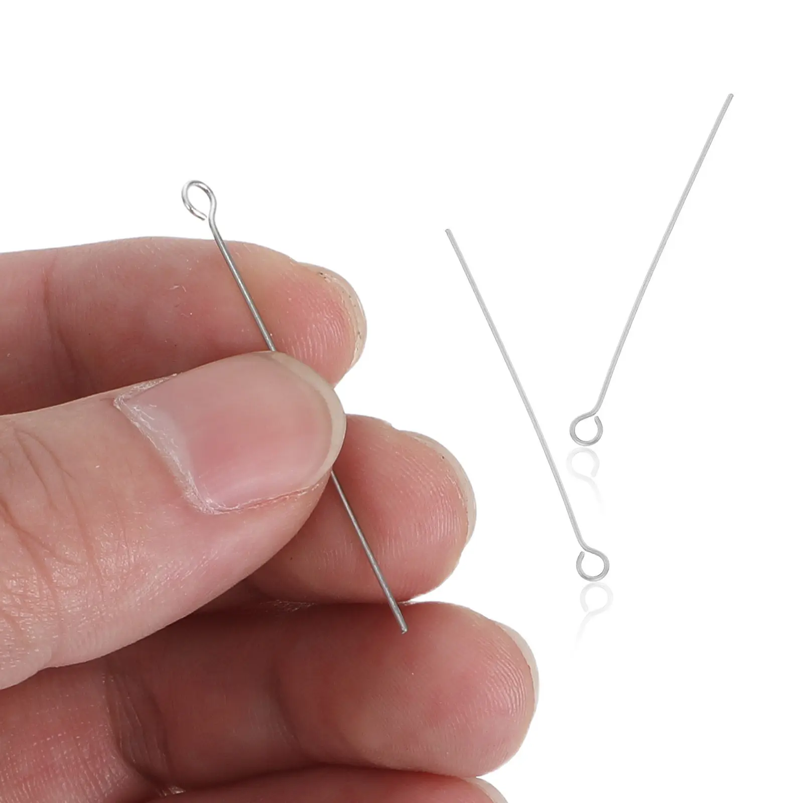 300Pcs Stainless Steel Open Eye Pins for Jewelry Making 40Mm Silver Head Pins DIY Bead Earring Necklace Bracelet Keychain Charm - view 6