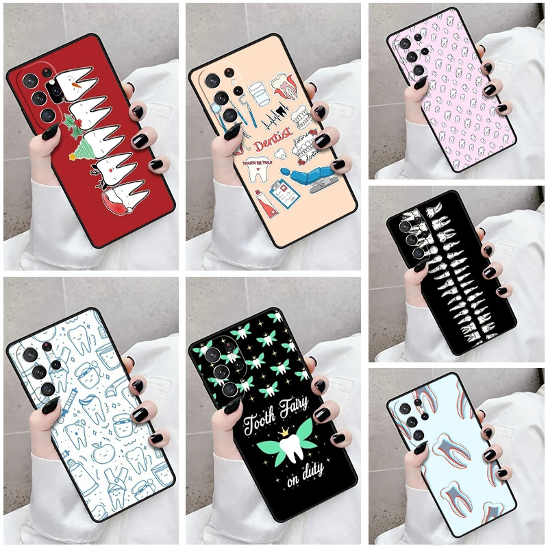 Phone Case For Samsung Galaxy S24 S23 S21fe S22 Ultra Plus Note 10 20 S8 S9 S10 Cover Dentist Dental Tooth Nurse Funda