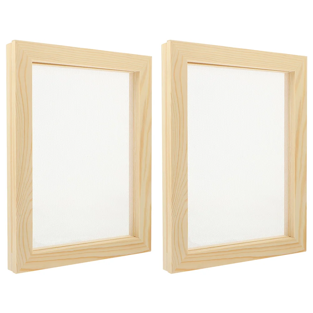 

2pcs Wood Picture Frame 19x25x2.2 Hinge Style Random DIY Paper Making Tool Screen Mold Kids Craft Wooden Frame Material