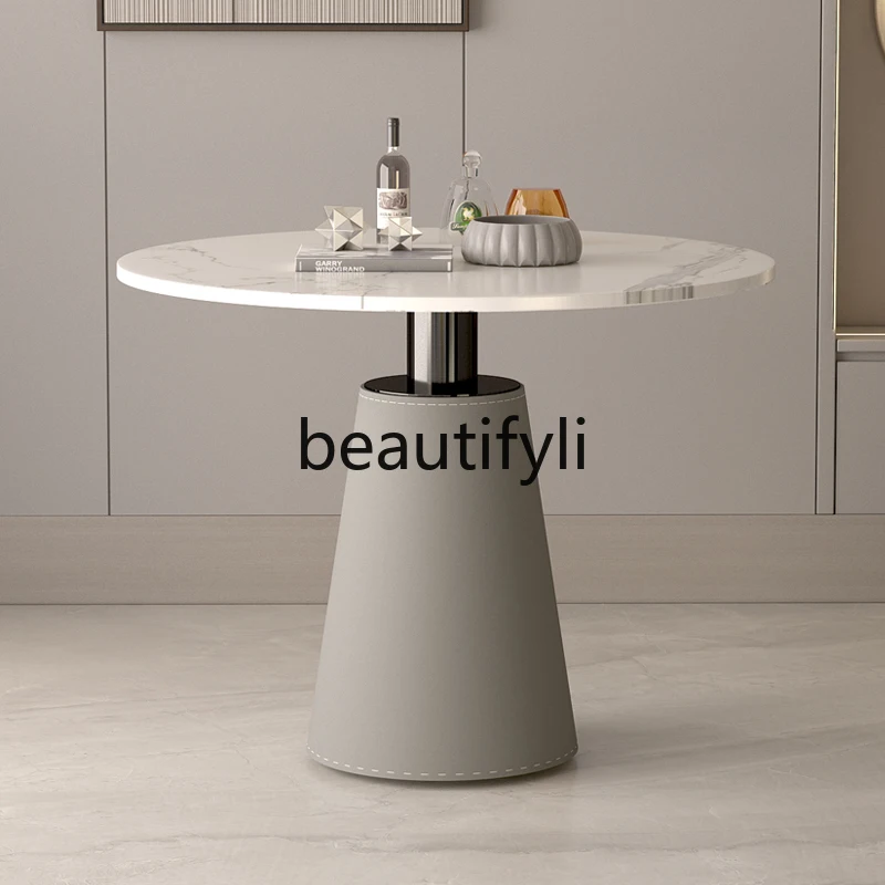 Marble small apartment round dining table negotiation table and chair combination