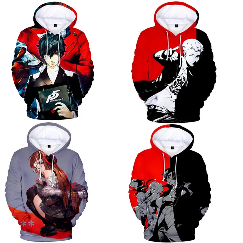 Anime Persona5 Persona 5 Hoodie Protagonist Joker Ren Amamiya Ryuji 3D Print Sweatshirt Hooded Cosplay Men Women Long Sleeve