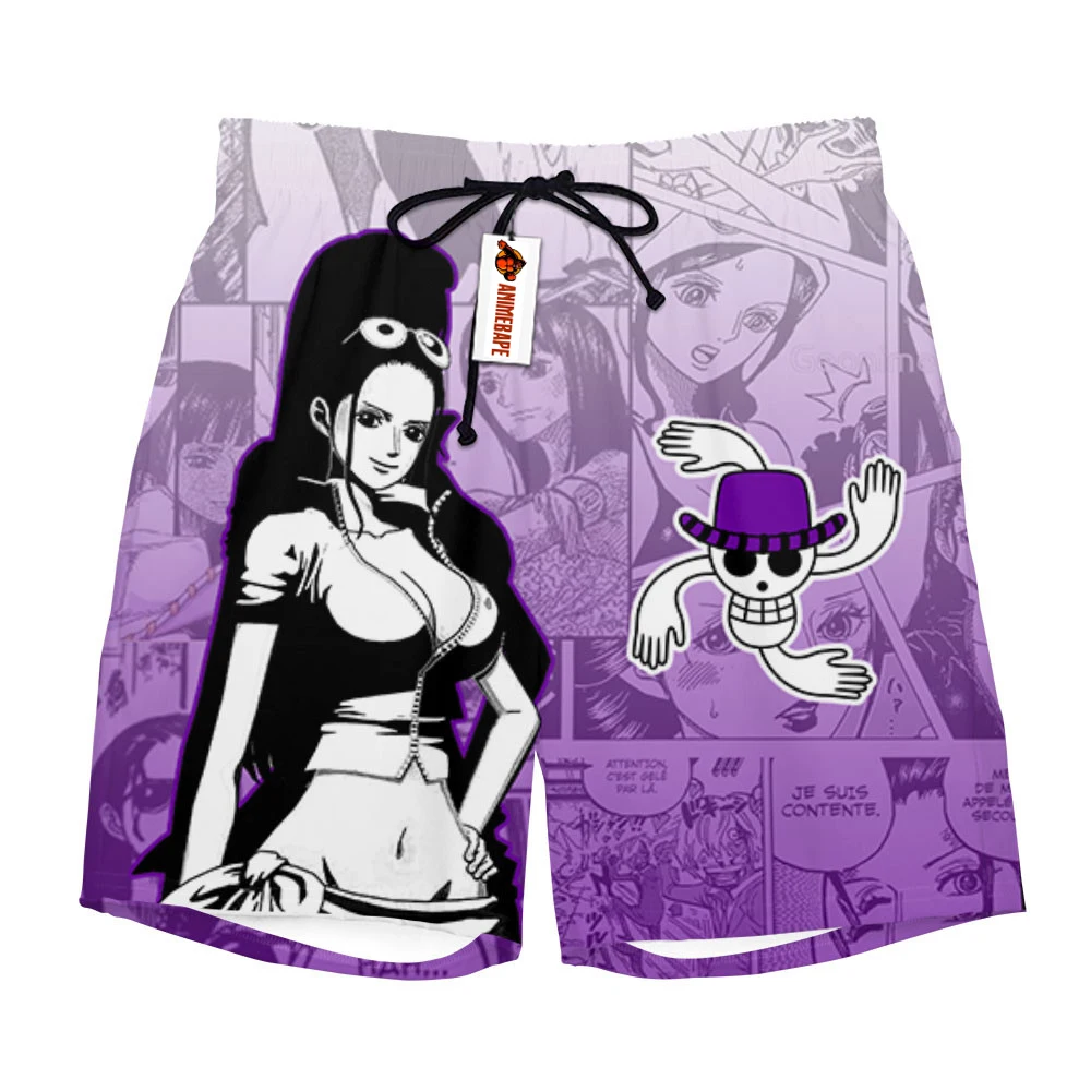 

2026 New Japanese Anime One Piece Nico Robin Manga Print Quick Dry Shorts Men Streetwear Gym Training Athletic Shorts