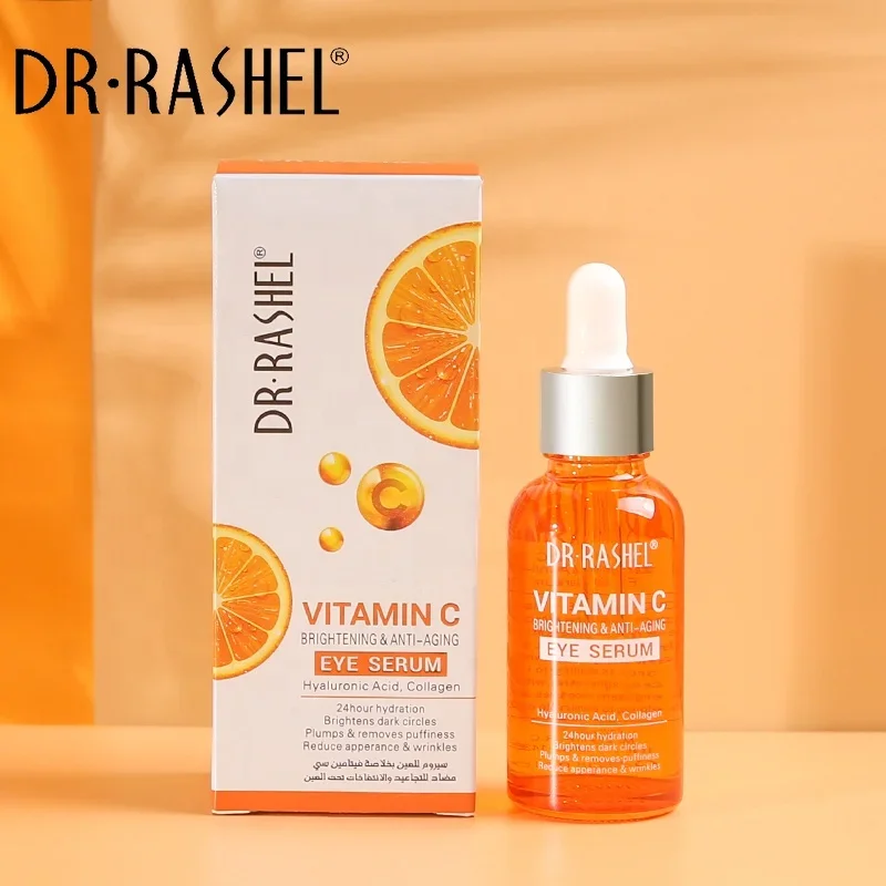 DR.RASHEL Vitamin C Eye Serum Remove Dark Circles Eye Bags Anti-wrinkle Eye Cream Collagen Hyaluronic Acid Brighten Anti-aging