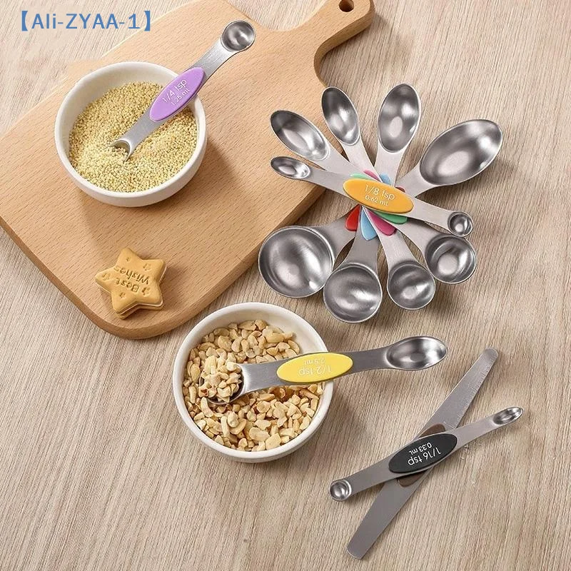 8Pcs Measuring Spoons Magnetic Measuring Spoons Dual Sided Stainless Steel Measuring Spoon Stackable Nesting Tablespoon 【ZYAA-1】