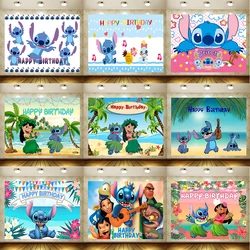 Fundo da festa do tema dos desenhos animados Lilo & Stitch, Meninas, Garoto, Aniversário, Fotografia, Adereços para estúdio, Decoração, Verão