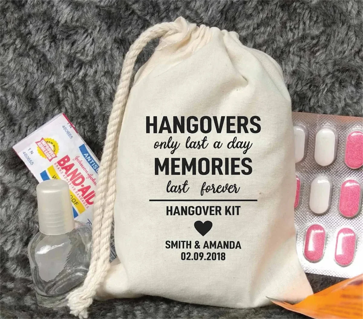 20 PCS 50 Wedding Favors Bags- Hangovers Last a Day Memories Last Forever-Bachelorette Party Favor-Hangover Kit-Survival Kit-hen