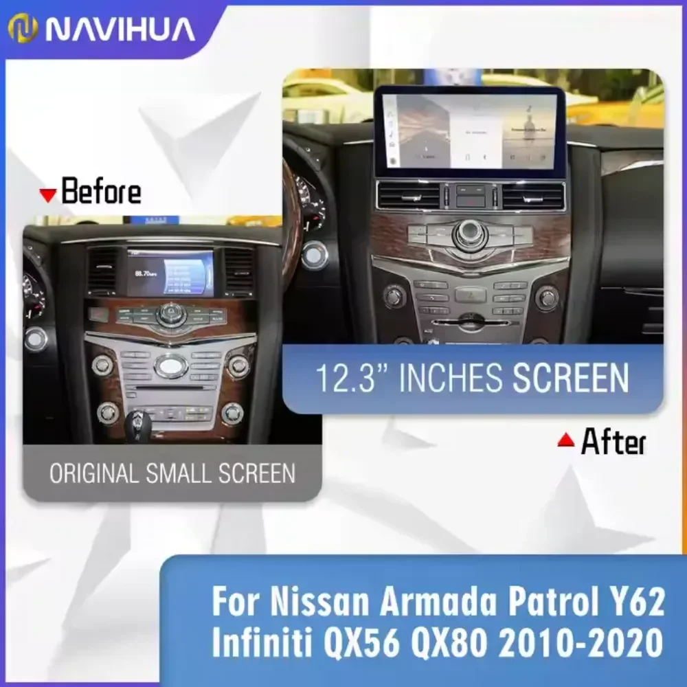 Navihua Android 12.3 Navigation Car Stereo Car DVD Player Car DVD Player For Nissan Armada Patrol Y62 Infiniti QX80 Stereo