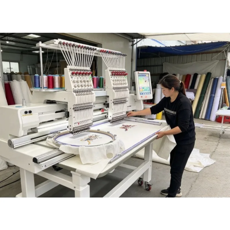 Professional Hat Embroidery Machine With Cylinder Bed And Adjustable Cap Frame For Sportswear Customization