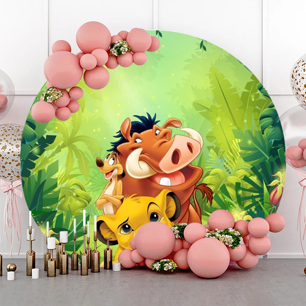 Simba The King Lion Birthday Party Decoration Props Round Backdrop Photo Background For Photography Baby Shower Boy Photozone