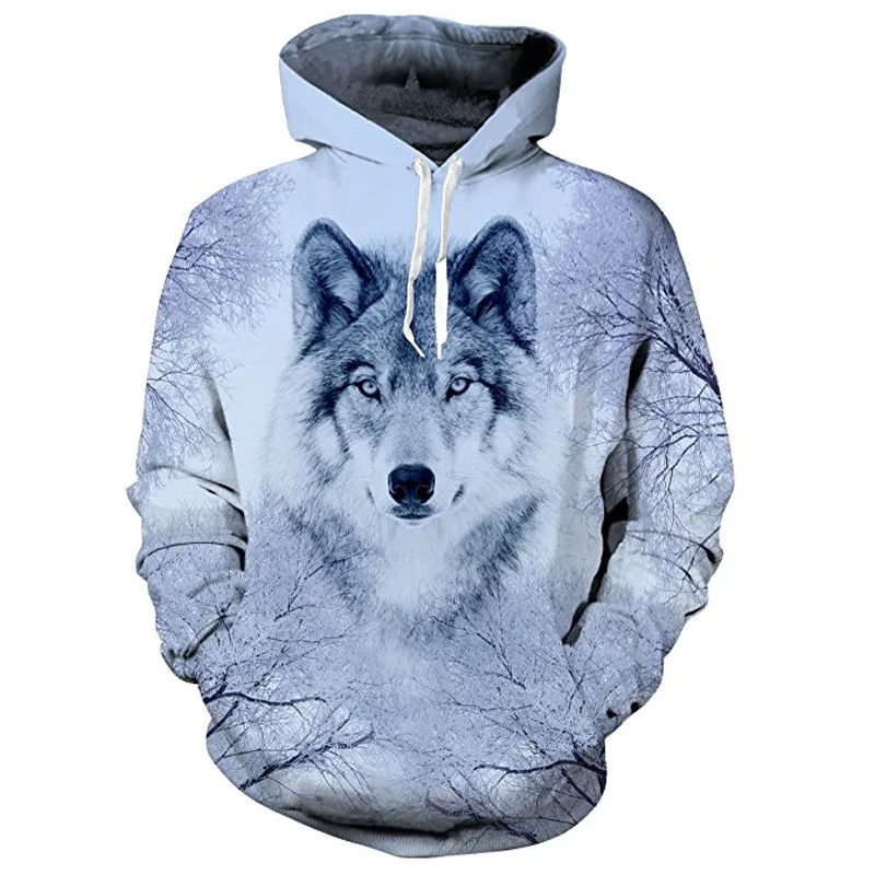 Two Snow wolf 3D Printed hoodie harajuku Streetwear hoodies Casual Cartoon jacket animal Popular Personalized Sportswear s-6xl