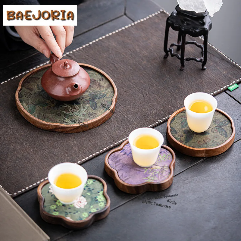 BAEJORIA Walnut Pot Bearing Holder Ancient Dry Bubble Table Dry Brew Table Tea Tray Refreshment Fruit Plate White Tea Tea Mat