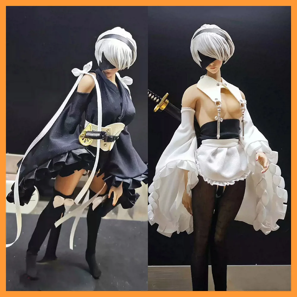 Black White Two Styles 1/6 Scale NieR: Automata YoRHa 2B Sisters Sexy Clothes Set for 12