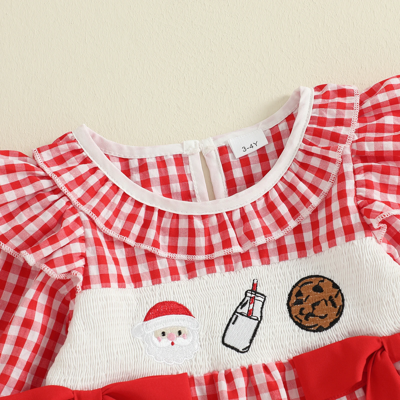 FOCUSNORM جميل الاطفال الفتيات فستان عيد الميلاد 1-5Y كم طويل طاقم الرقبة منقوشة التطريز الزنجبيل رجل فستان #3