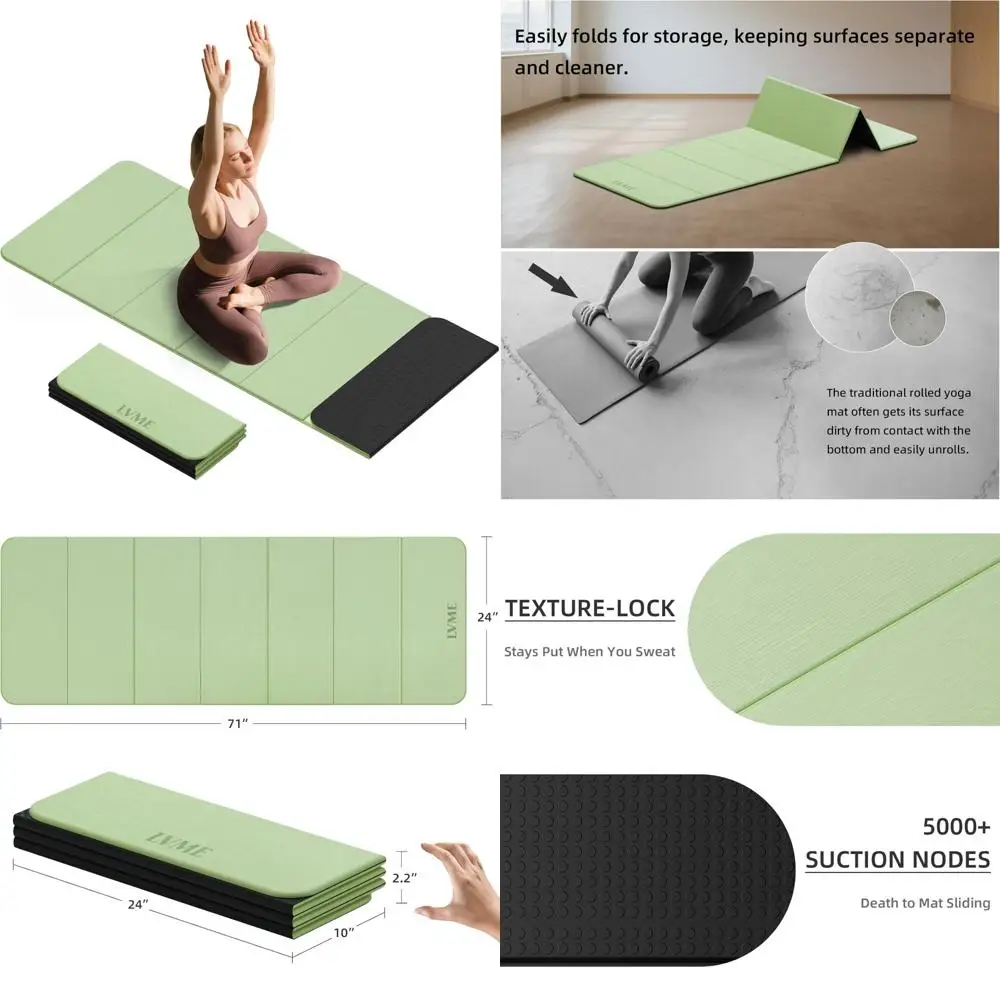 

Портативный складной коврик для йоги толщиной 8 мм, сертифицированный SGS, нескользящий, 71 x 24, идеально подходит для путешествий, пилатеса, кемпинга, экологически чистый