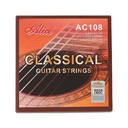 Alice AC108 Professional Classical Guitar Guitarra Strings Sliver Plated Copper Wound Clear Nylon Normal High Tension 6 Strings