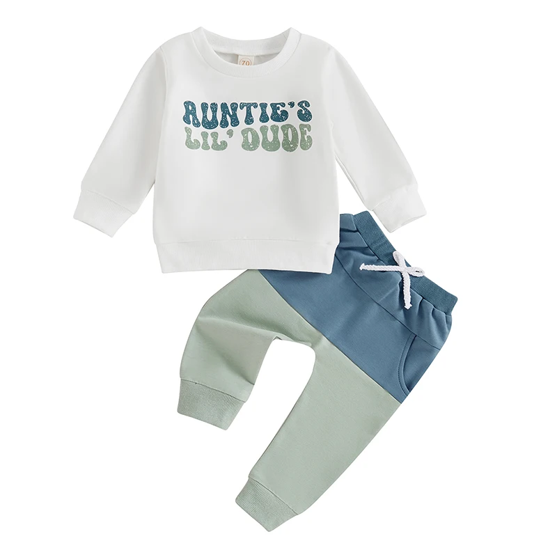 Peuter Baby Jongen Herfst Lente Outfit Brief Sweatshirt Trui Elastische Taille Broekkleding Set Trainingspak