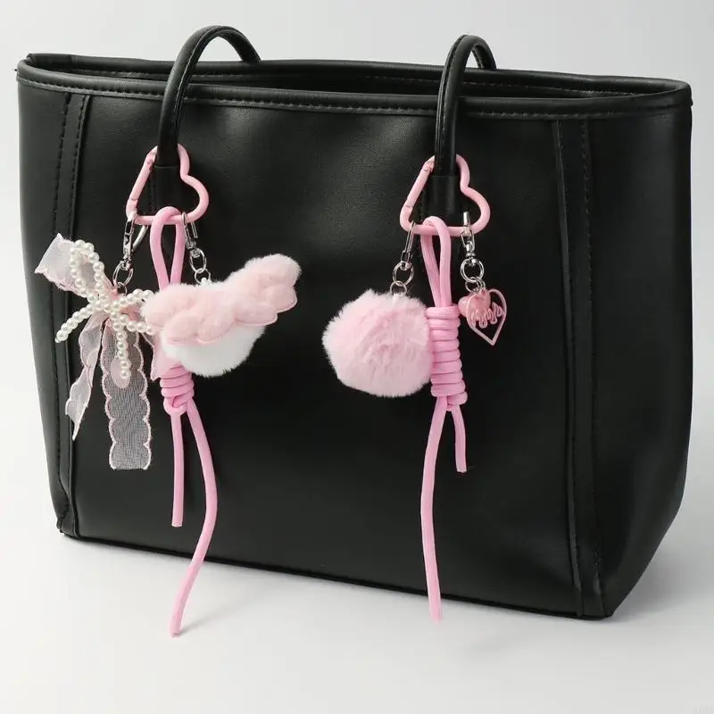 

Rope Keychain Plush Heart Keychain Bag Charm Car Keyring Hangings Ornaments F3MD