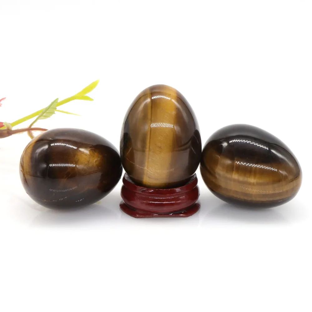

30x40mm Natural Gems Tiger Eye Quartz Egg Shaped Reiki Healing Stone Crystal Massage Minerale Spiritual Decoration With Stand