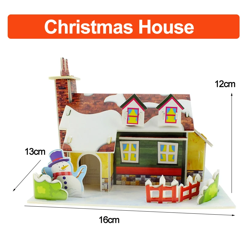 3D Puzzles Christmas Series Villas and Cottages Building Puzzle Model Toy Gifts Educational Toys, Hand-made Building Blocks P335