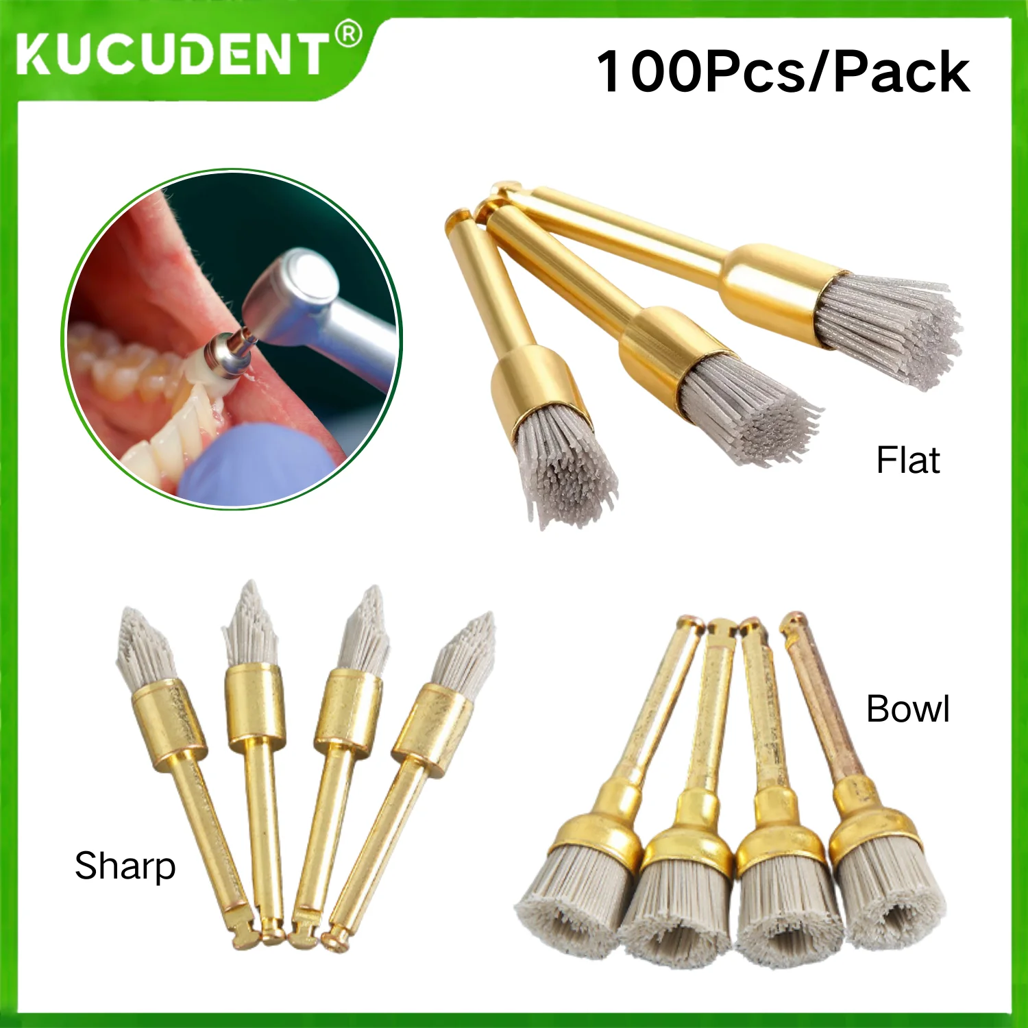 

100 шт. полировальных щеток-колесиков для стоматологических инструментов с хвостовиком RA - диаметр 10 мм, материал: хлопковый войлок/козья шерсть/оксид алюминия, для угловых наконечников