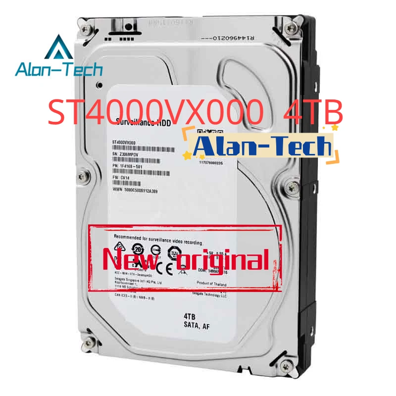 Original New ST4000VX000 4TB Surveillance 5900RPM 64MB Cache SATA 6.0Gb/s 3.5Inch LFF Hard Drive Bare Drive HDD