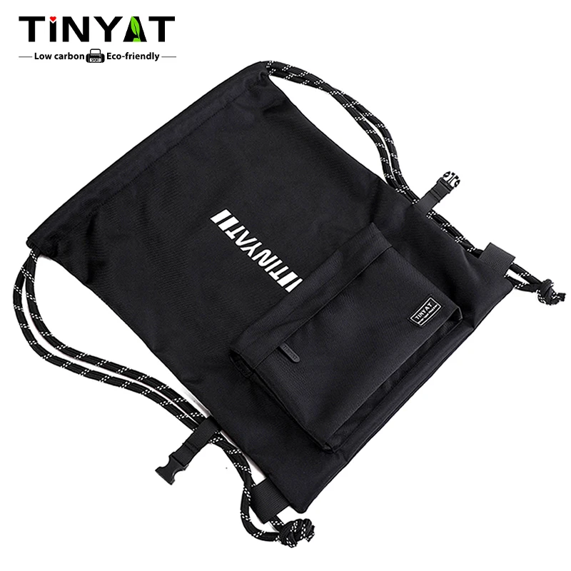 TINYAT Large Capacity Waterproof Drawstring Backpack for Men and Women, Lightweight Polyester Travel and Fitness Sports Bag