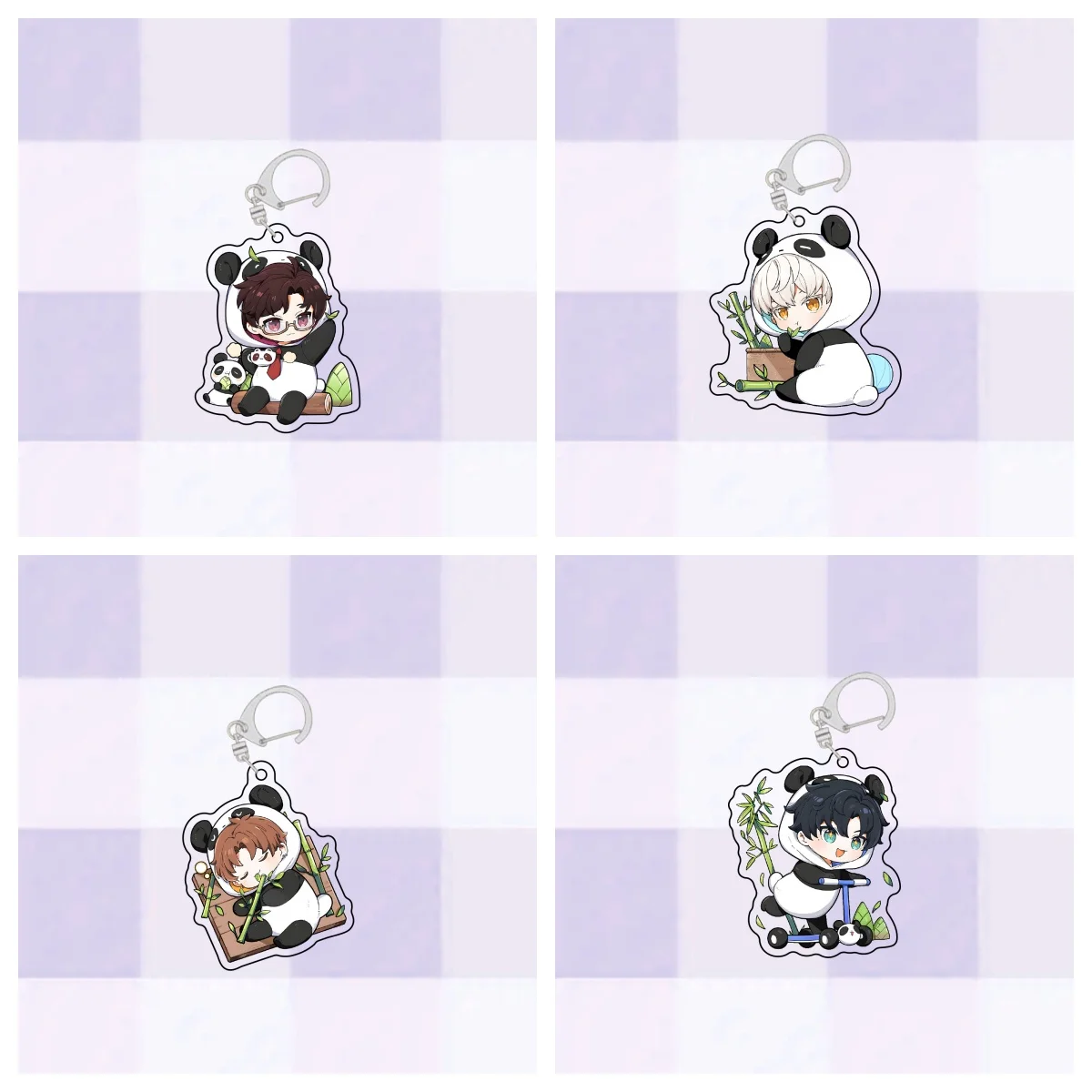 New  light and night love keychain Panda series cute bag decoration acrylic keychain 6cm decorative Cute accessories